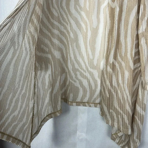 Chico’s Travelers Collection WheatMesh Open Front Cardigan Jacket Sonora Sand L - Picture 7 of 12